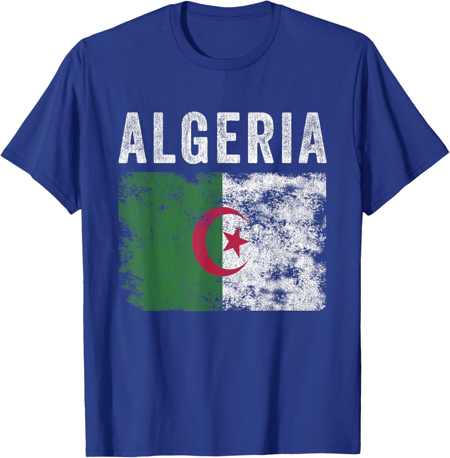 Algeria Flag Distressed - Men Women Kids - Algerian Flag T-Shirt - T-Shirt | Royal
