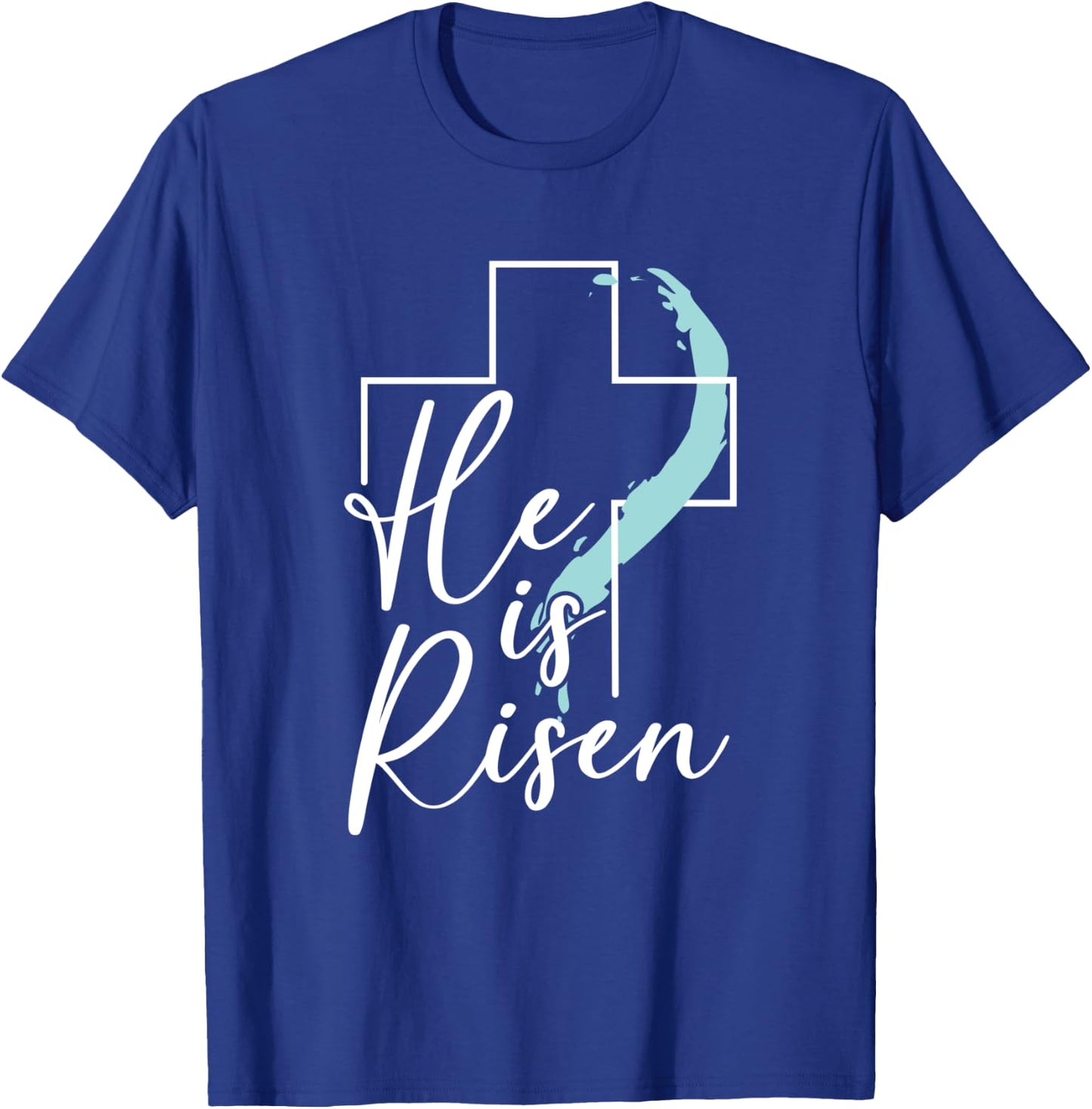 He Is Risen Christian Jesus Easter Bunny Easter Egg T-Shirt - T-Shirt | Royal