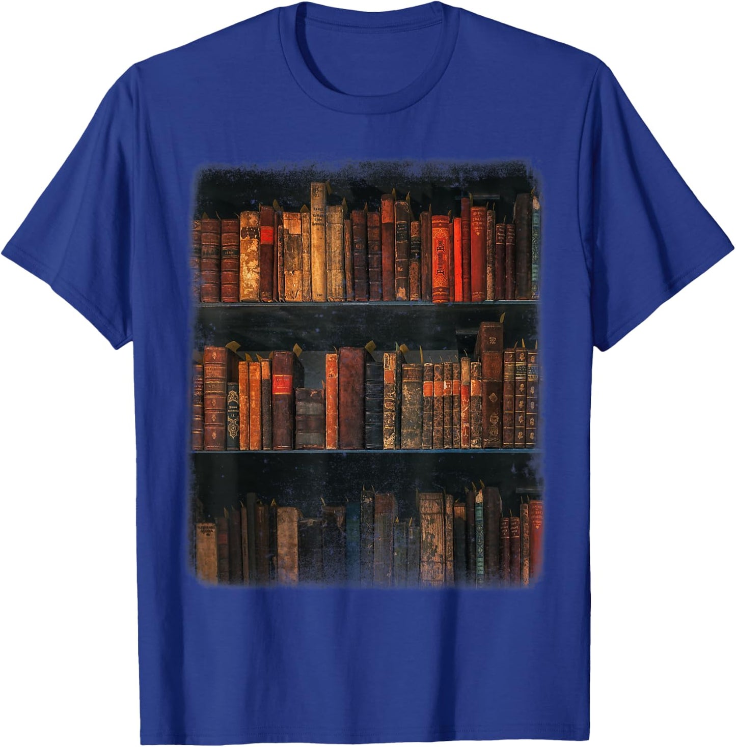 Old Books on Vintage Bookshelves Dark Academia Aesthetic T-Shirt - T-Shirt | Royal