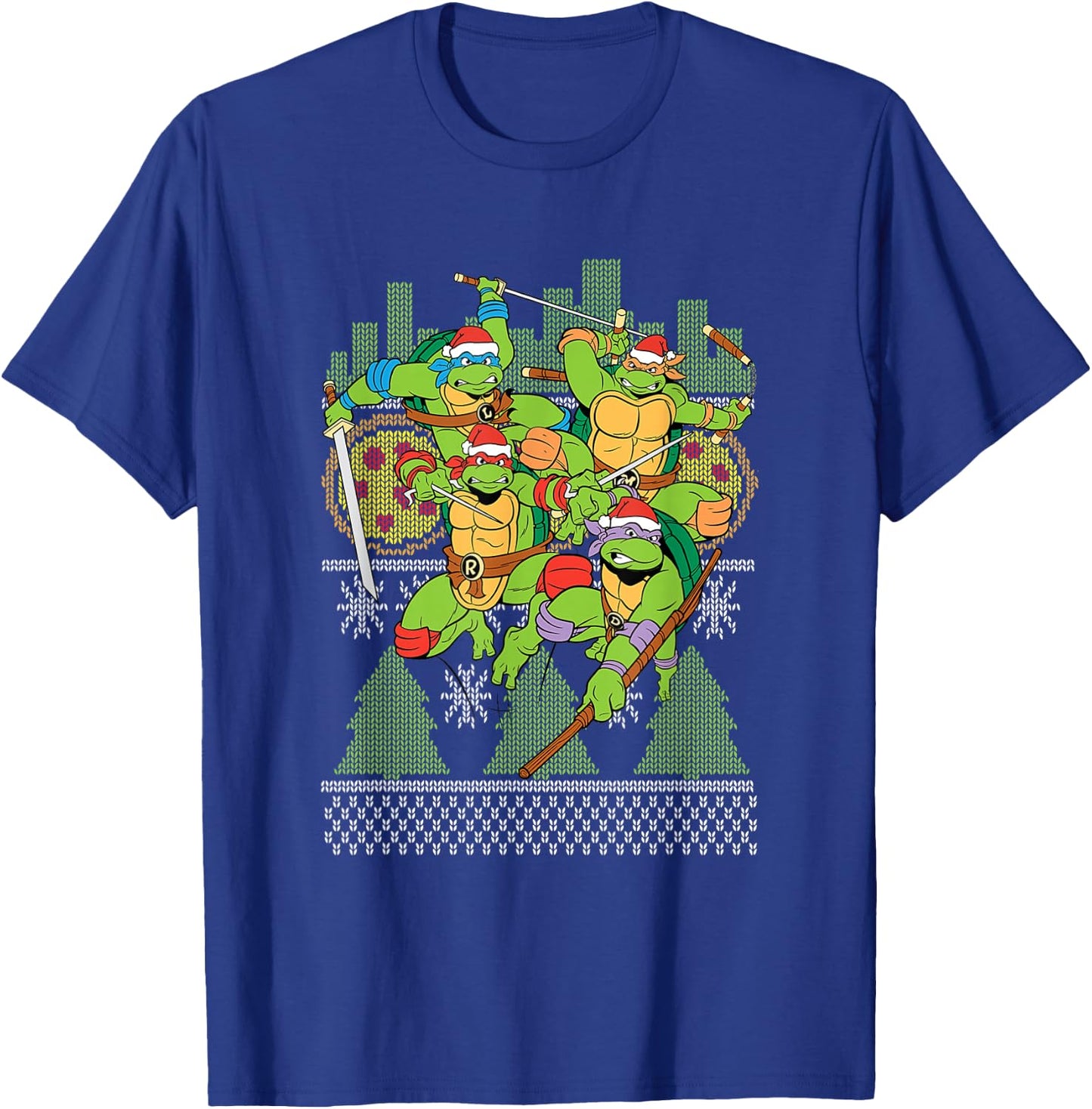 TMNT Ugly Christmas Sweater All Characters T-Shirt - T-Shirt | Royal