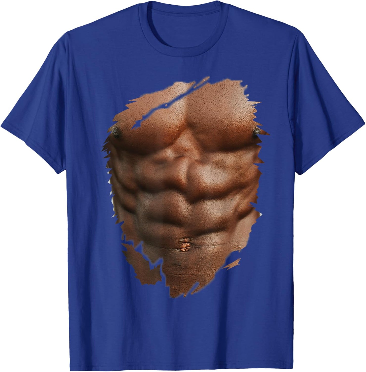 Funny Fake Ripped Muscles Six Pack Abs Black Bodybuilder T-Shirt - T-Shirt | Royal