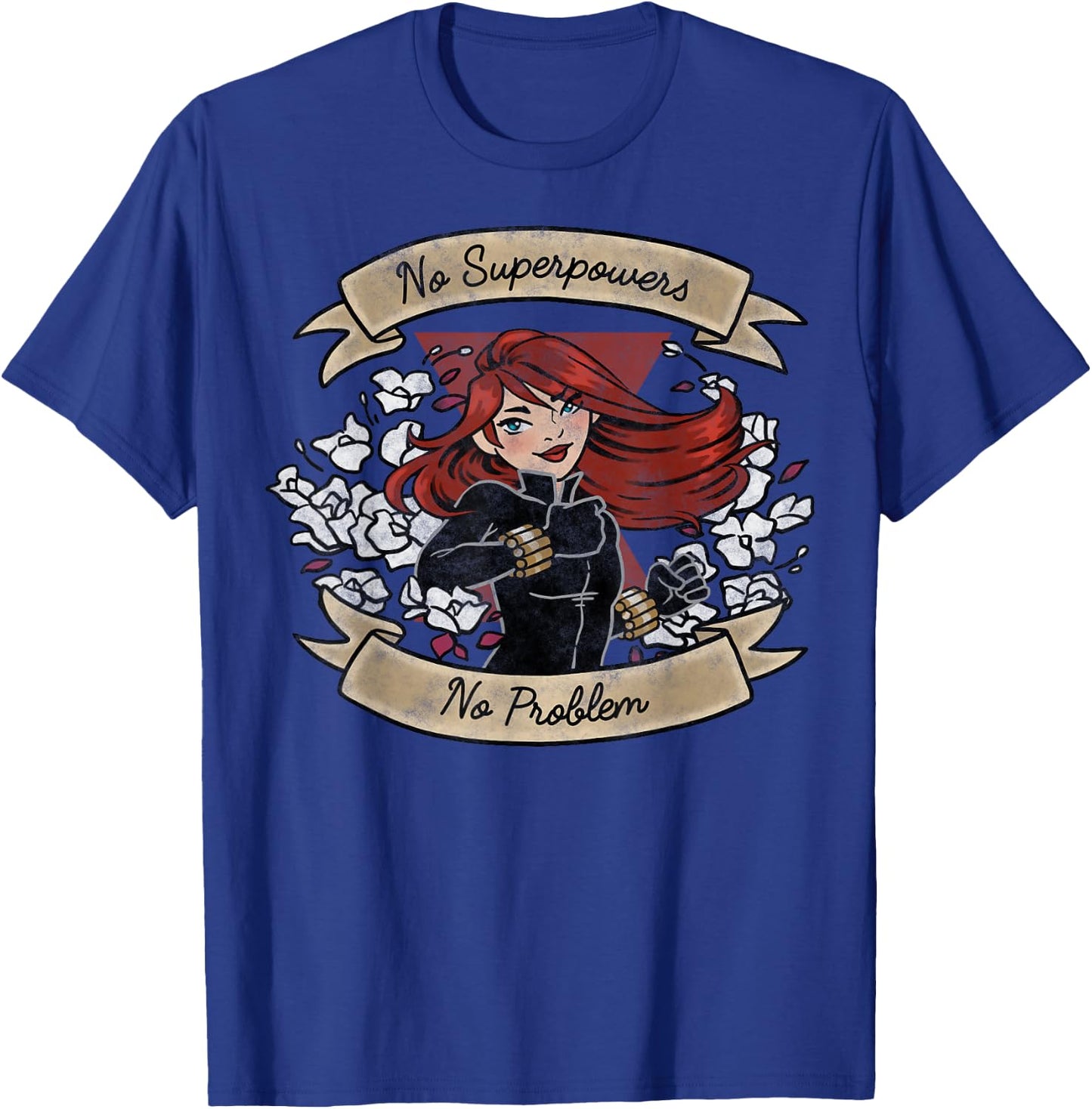 Marvel Black Widow No Superpowers No Problem Portrait T-Shirt - T-Shirt | Royal