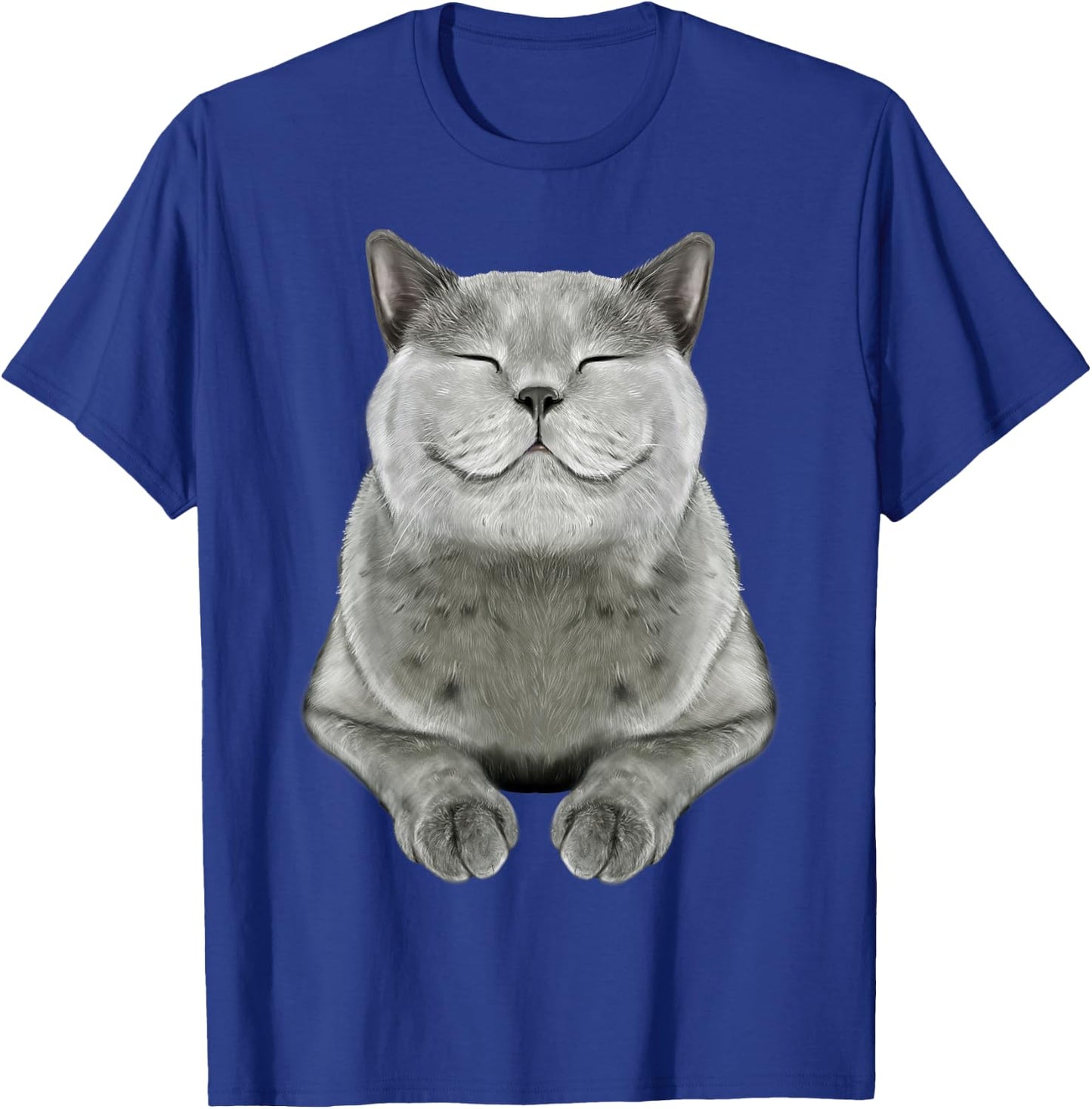 Grey Cat Smile Eager Face Cats Shirt Gifts T-Shirt - T-Shirt | Royal