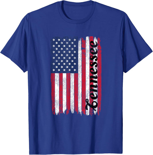 Tennessee TN American Flag Patriotic Tennessee T-Shirt - T-Shirt | Royal