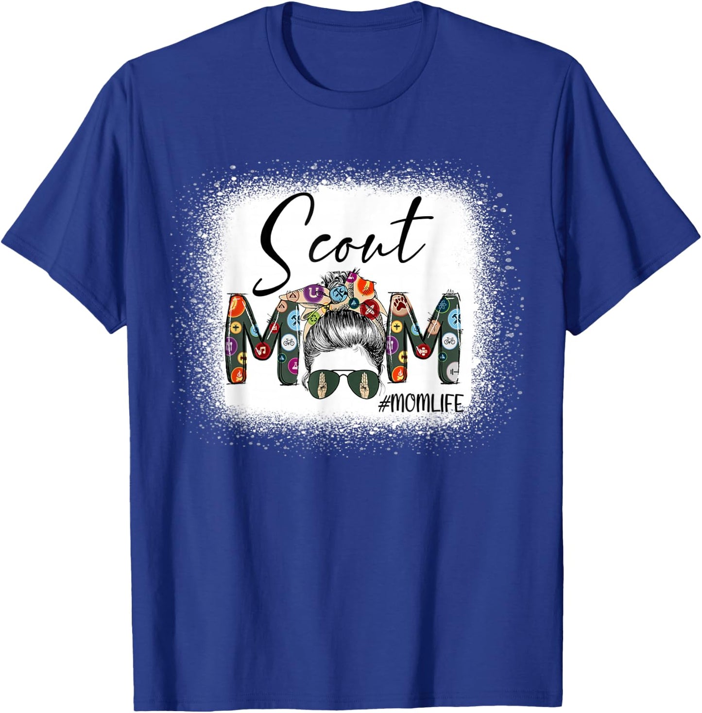 Scouting Scout Mom Life Messy Bun Hair Bleached Mother's Day T-Shirt - T-Shirt | Royal