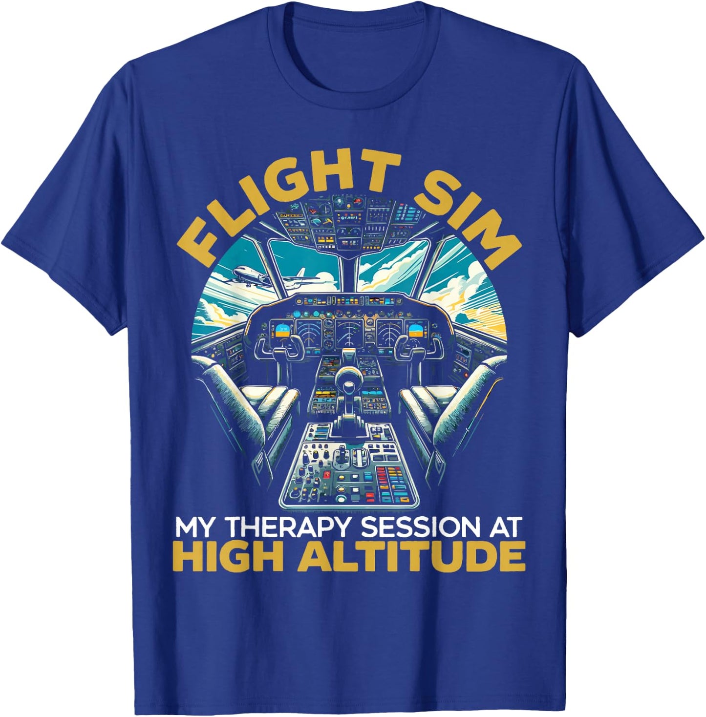 Flight Simulator Aviation Console Pilot Flight Simulation T-Shirt - T-Shirt | Royal