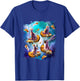 Space cats with rainbow laser eyes riding pizza T-Shirt - T-Shirt | Royal