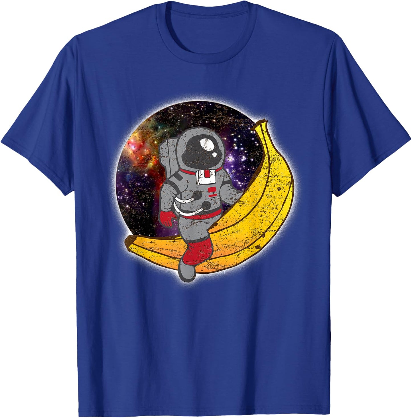 Funny Space Moon Astronaut Rides on a Banana in Space Gift T-Shirt - T-Shirt | Royal
