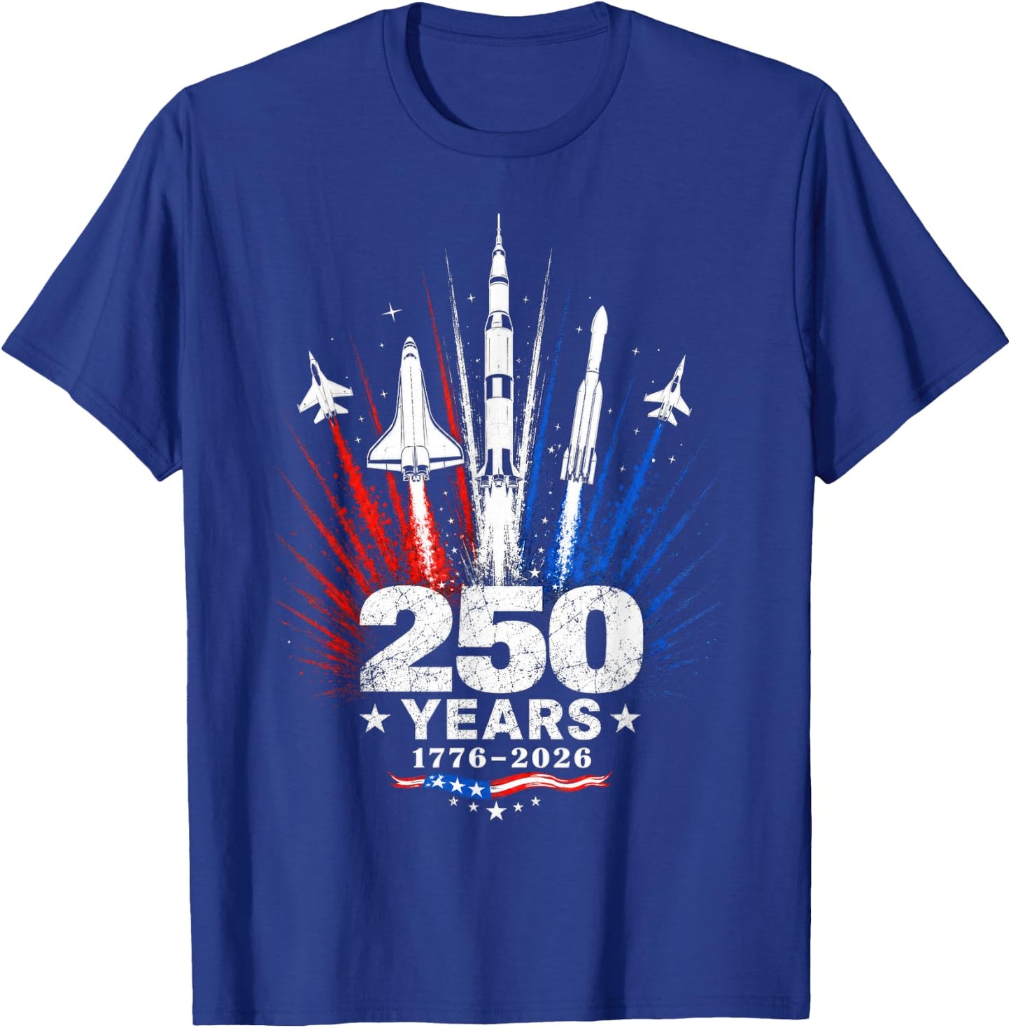 250 Years 1776 2026 American Patriotic Space Jets Tribute T-Shirt - T-Shirt | Royal