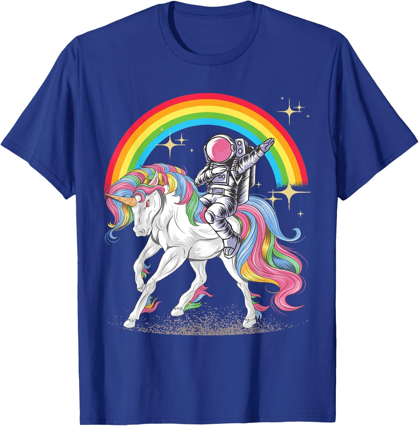 Dabbing Astronaut riding Unicorn Rainbow T-Shirt - T-Shirt | Royal