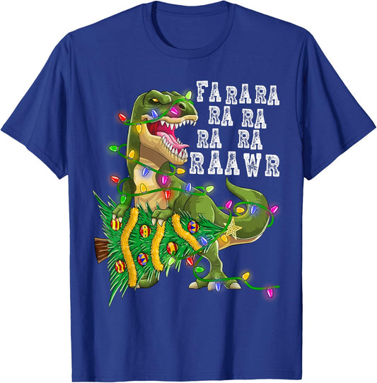 Dinosaur Christmas Fa Ra Rawr Tree Rex Boys Xmas Gift T-Shirt - T-Shirt | Royal