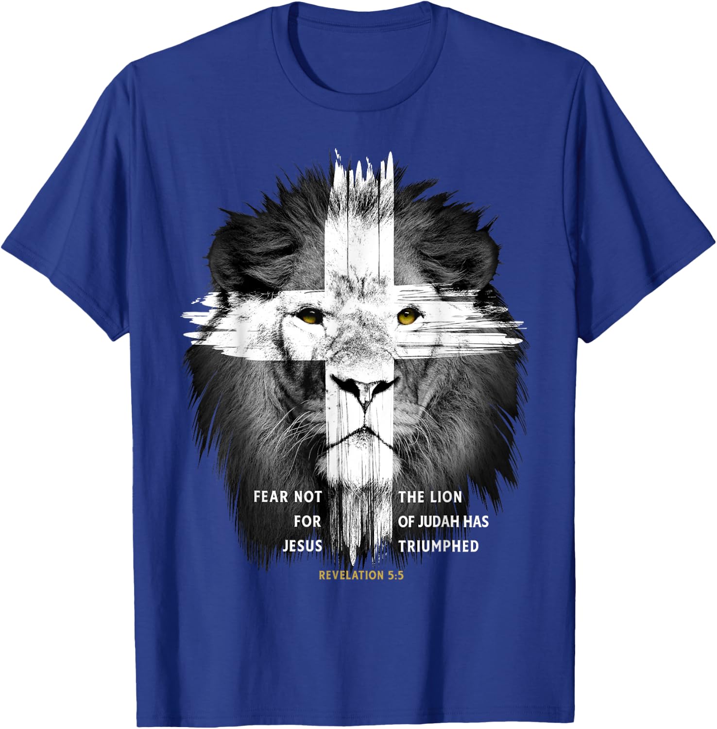 Lion Cross Jesus Christian Lord God Believer T-Shirt - T-Shirt | Royal