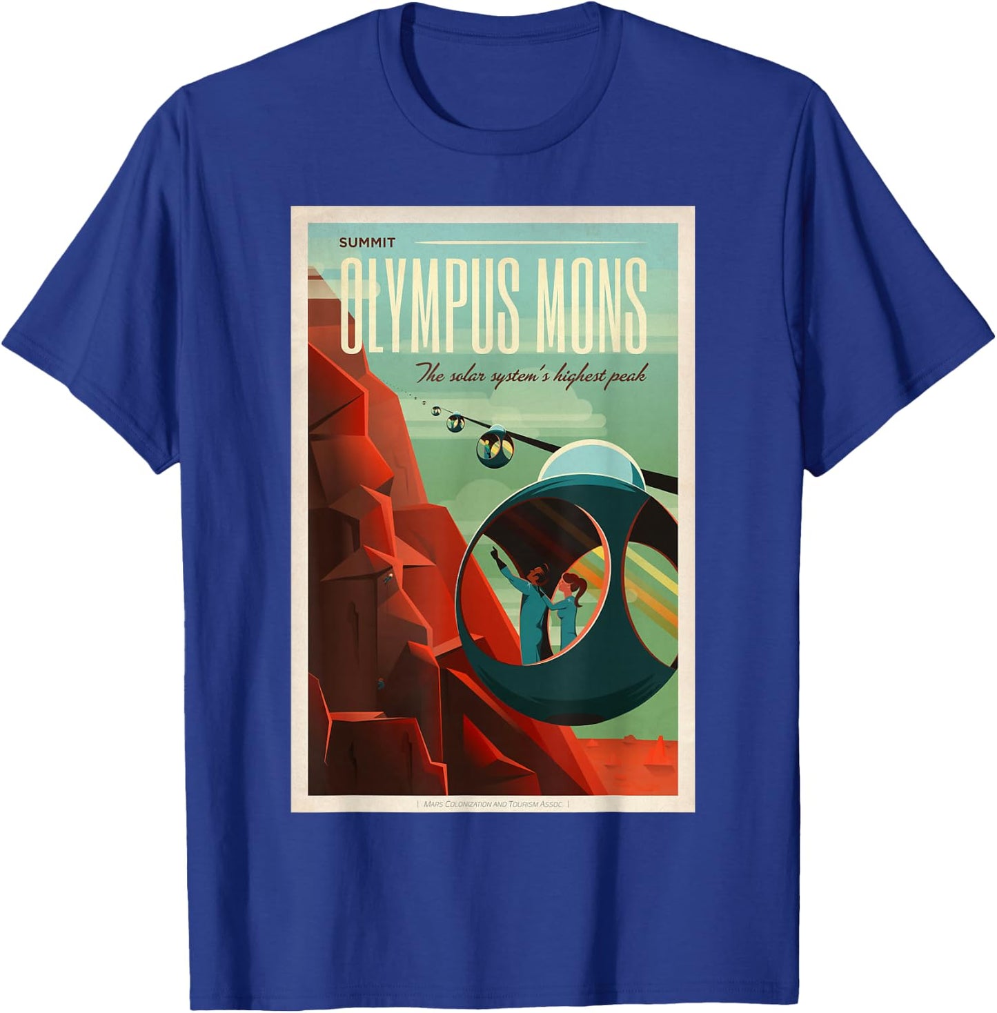 Olympus Mons Mars Colony Astronaut Exploration Retro Space T-Shirt - T-Shirt | Royal
