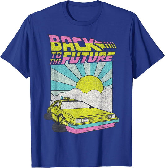 Back to The Future Delorean Sunrise Cartoon Small T-Shirt - T-Shirt | Royal