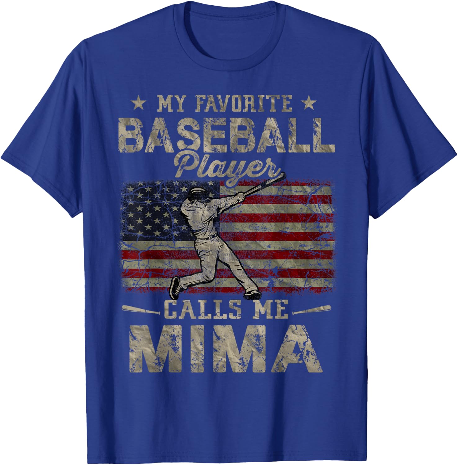 My Favorite Baseball Player Calls Me Mima Mother's Day T-Shirt - T-Shirt | Royal
