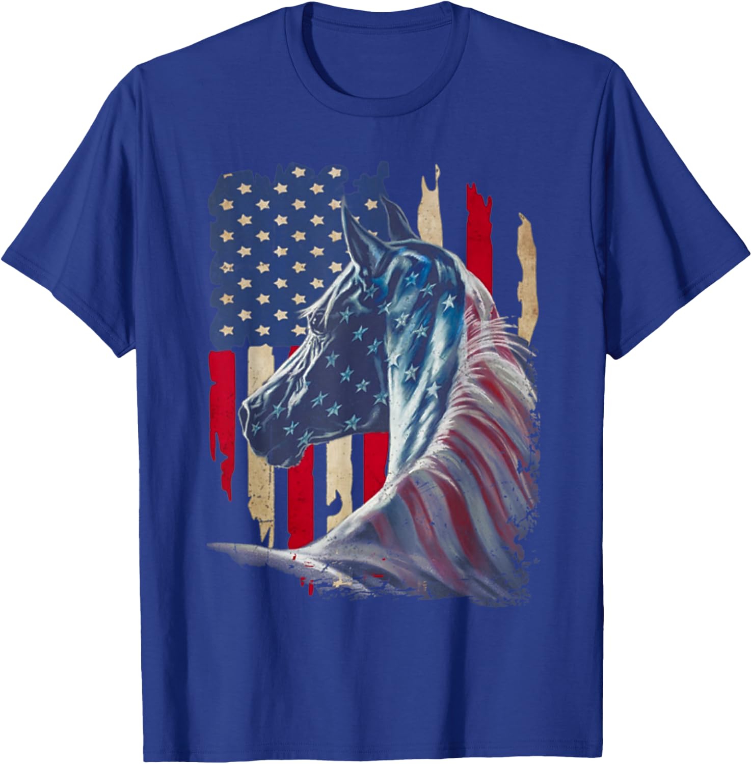 Horses America Flag 4th of July Independence day Women Men T-Shirt - T-Shirt | Royal
