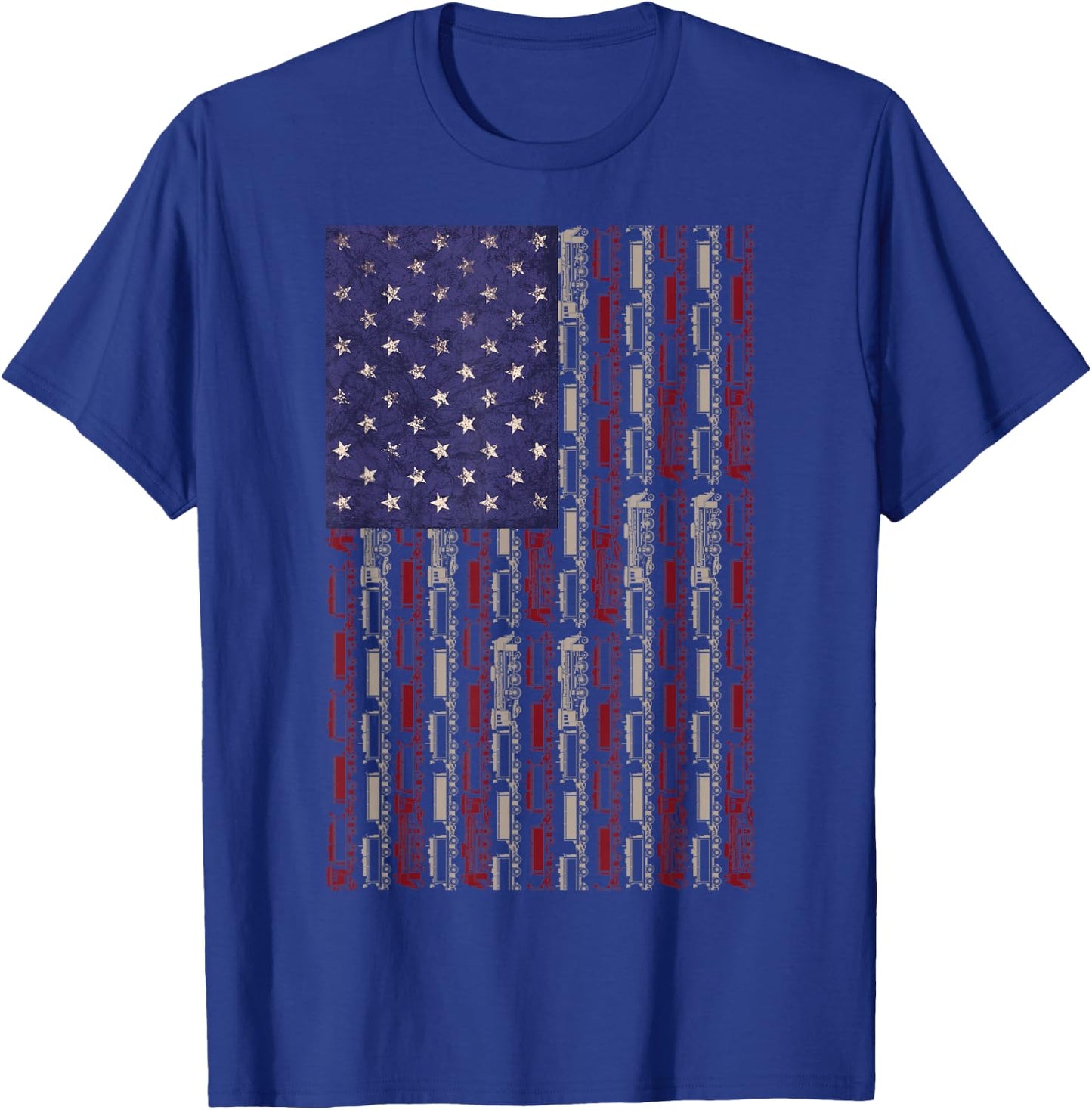 American Flag Railroad Train 4th of July Engine Driver T-Shirt - T-Shirt | Royal