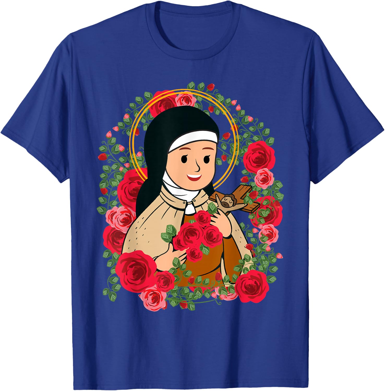 St Therese of Lisieux Kids Little Flower Rose Catholic Saint T-Shirt - T-Shirt | Royal