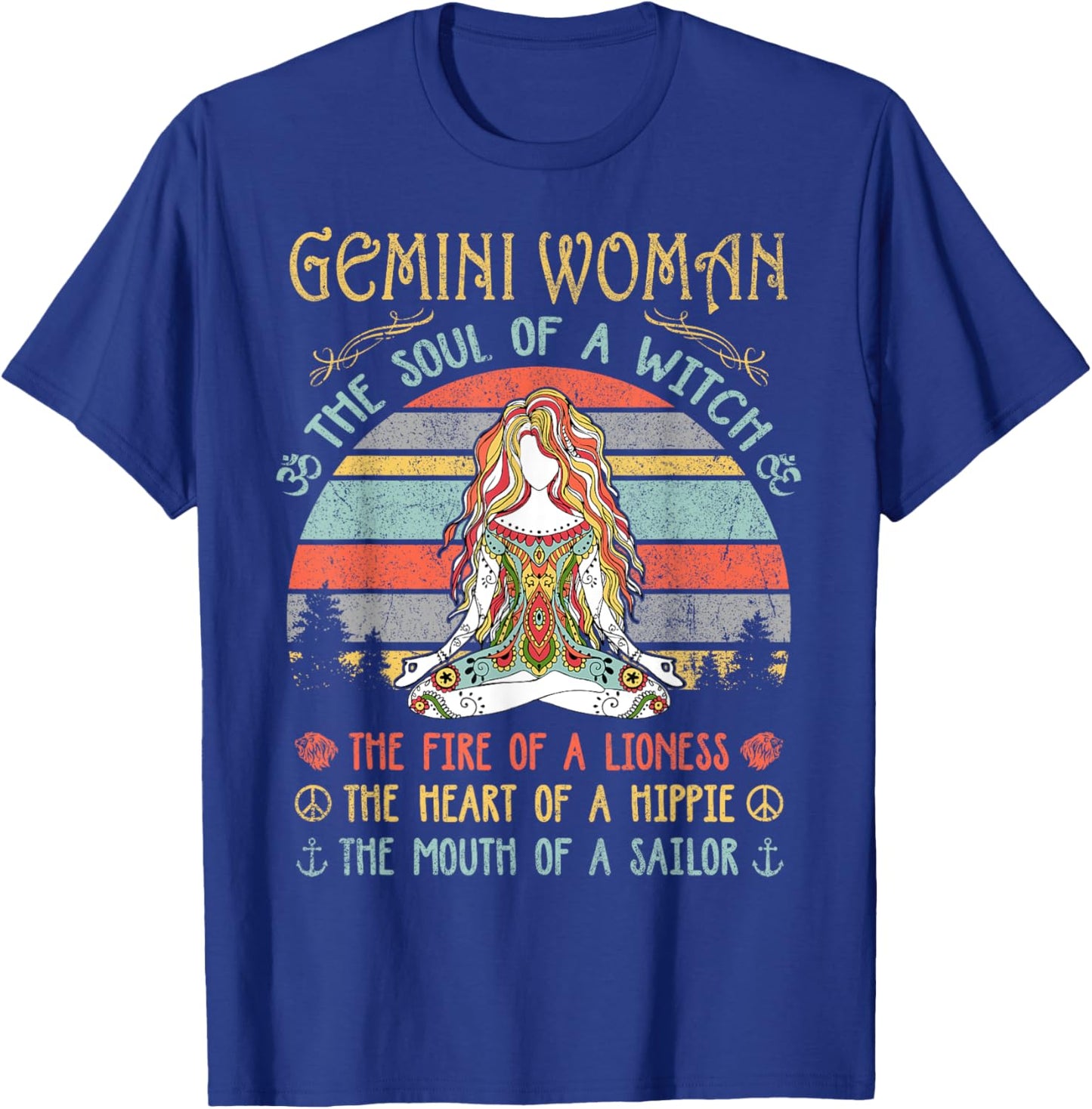 Gemini Woman The Soul Of A Witch Vintage Birthday T-Shirt - T-Shirt | Royal