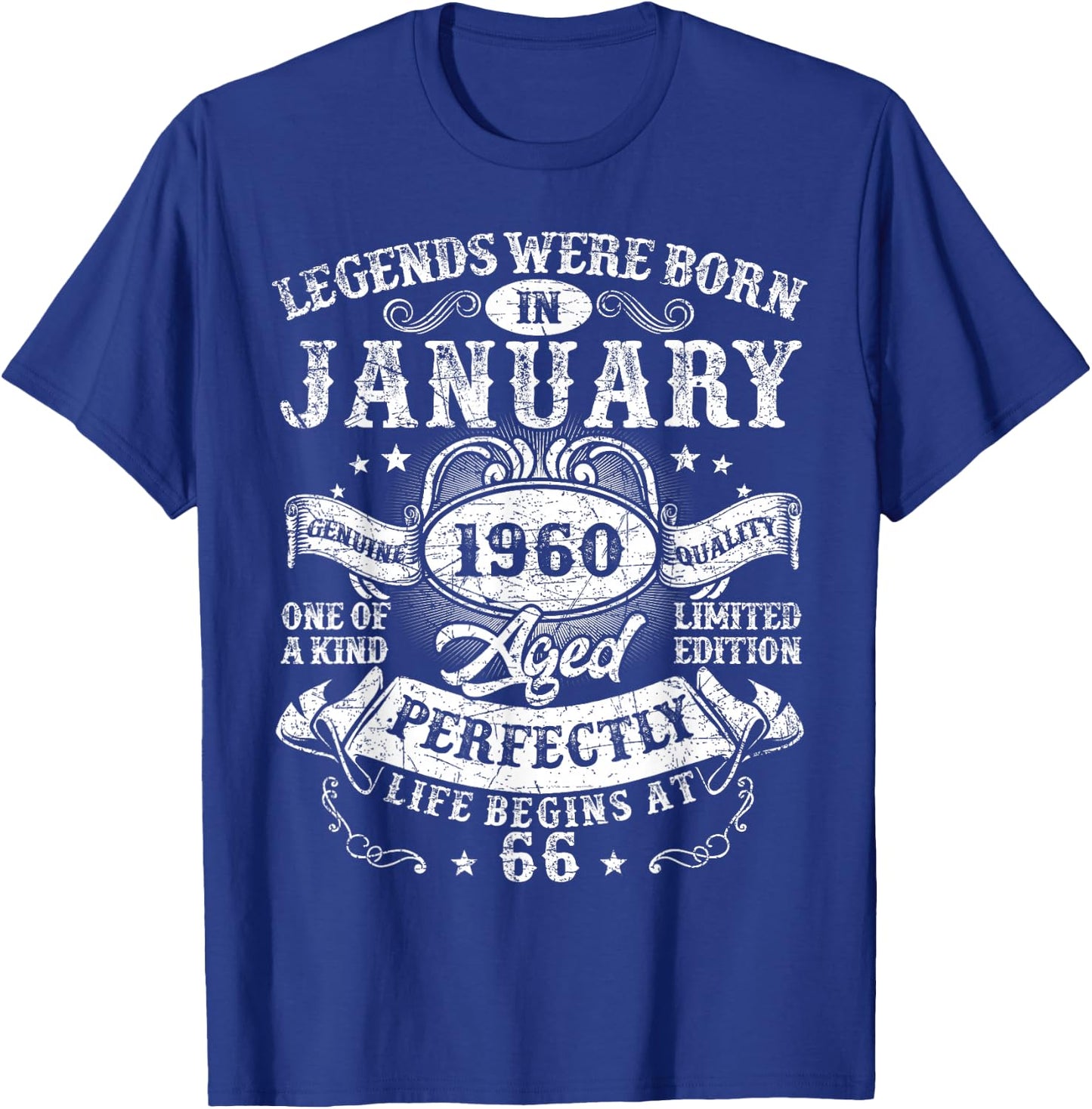 Legends were Born in January 1960 Vintage 66th Birthday Men T-Shirt - T-Shirt | Royal