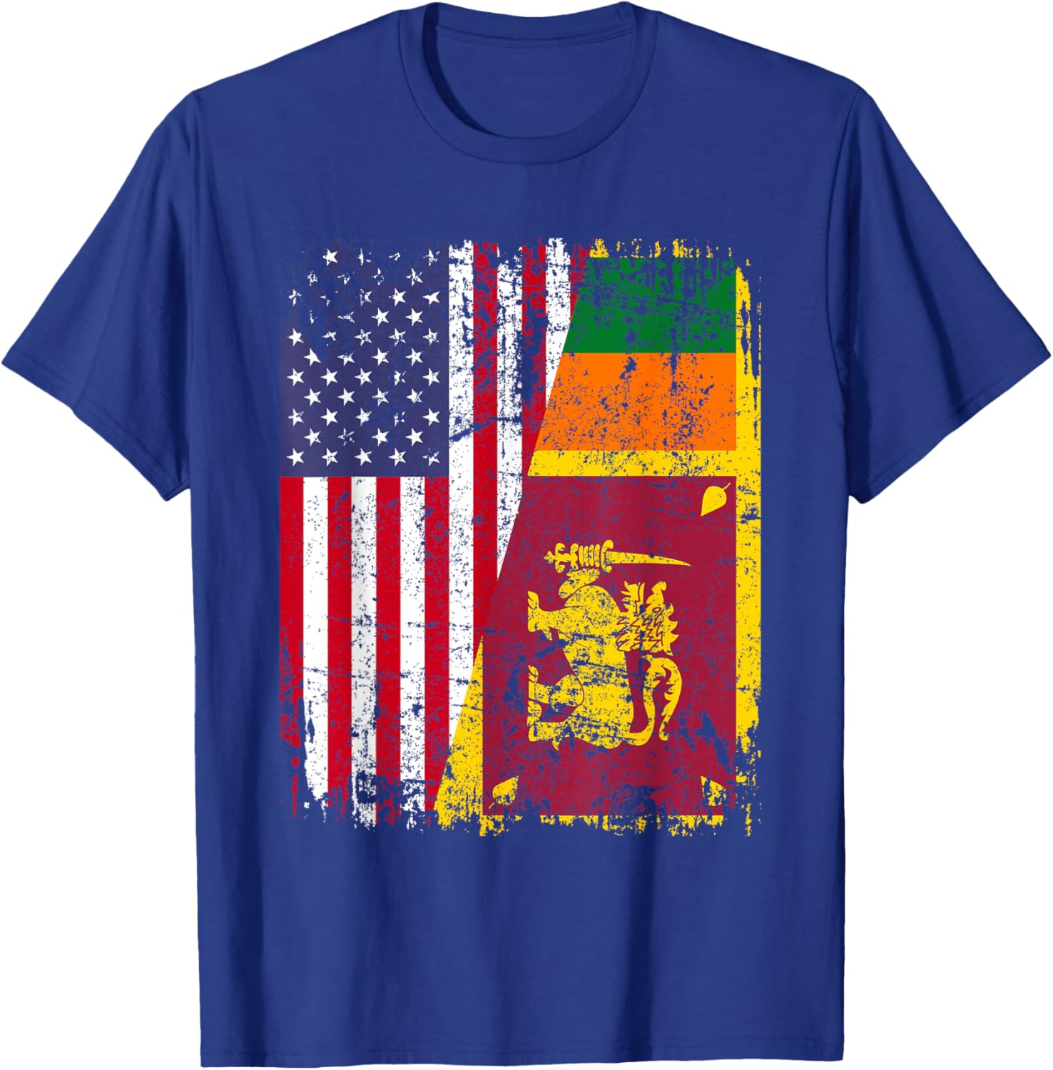 SRI LANKAN ROOTS | Half American Flag | USA SRI LANKA FLAG T-Shirt - T-Shirt | Royal