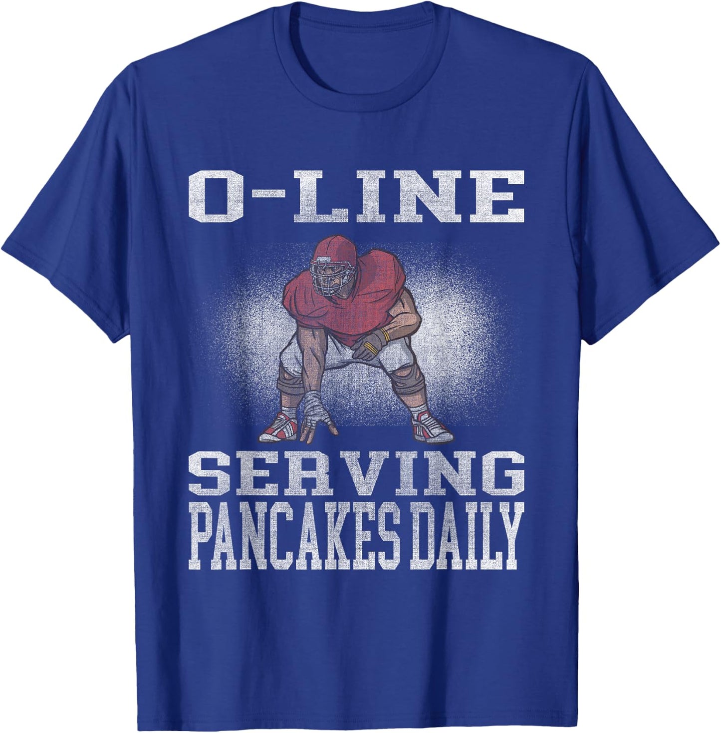 Football Lineman Serving Pancakes Offensive LIne T-Shirt - T-Shirt | Royal