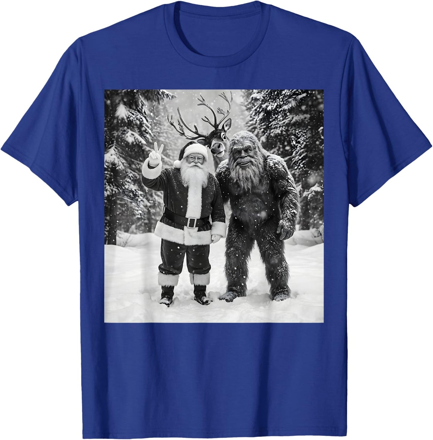 Vintage Bigfoot Santa Claus Selfie Christmas T-Shirt - T-Shirt | Royal