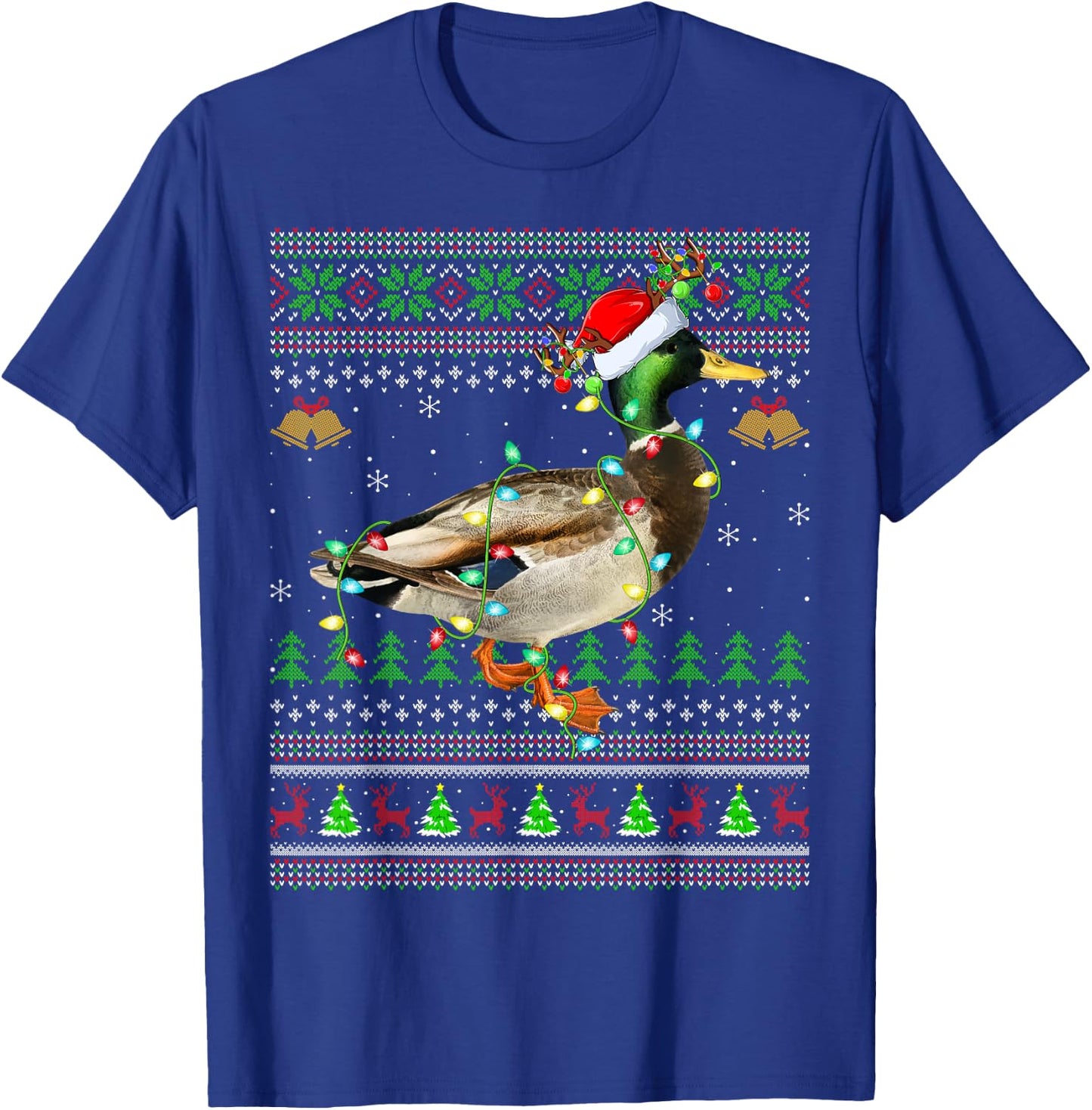 Mallard Bird Lover Xmas Santa Mallard Ugly Christmas T-Shirt - T-Shirt | Royal