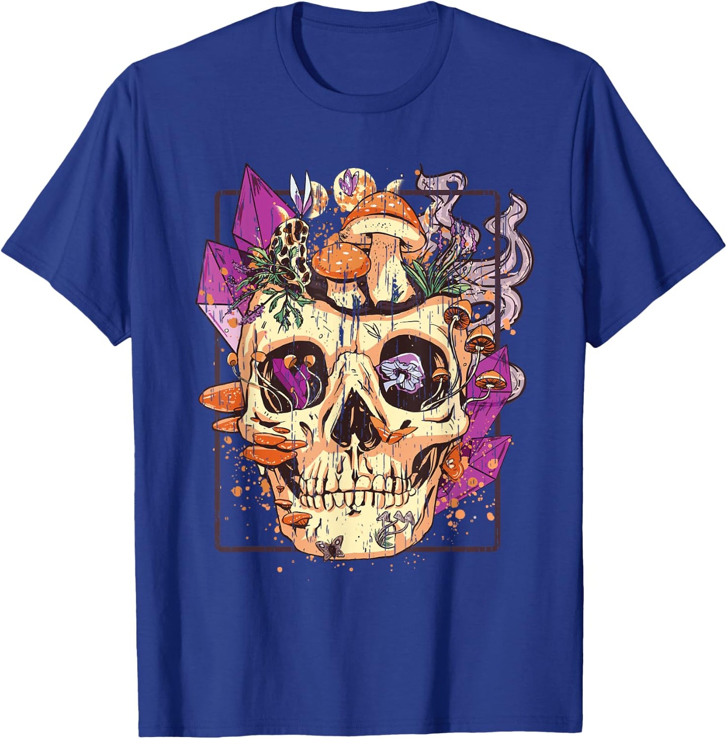 Goblincore Aesthetic. Grunge Moon Crystals Mushrooms Skull T-Shirt - T-Shirt | Royal