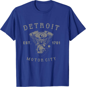 Vintage Big Block Detroit Motor City Michigan Car Enthusiast T-Shirt - T-Shirt | Royal