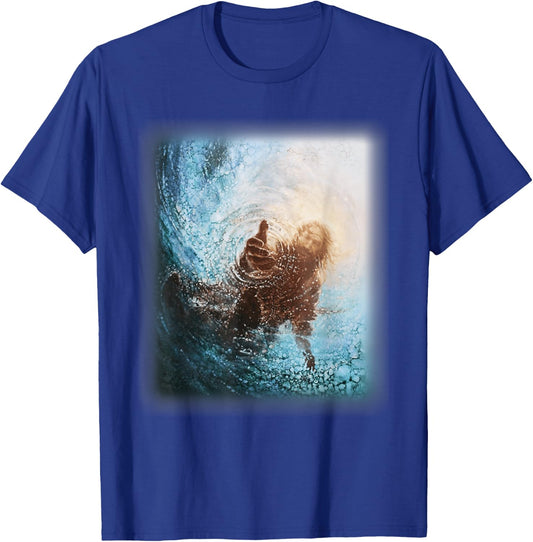 The Hand God Jesus in Water, Jesus Lover T-Shirt - T-Shirt | Royal