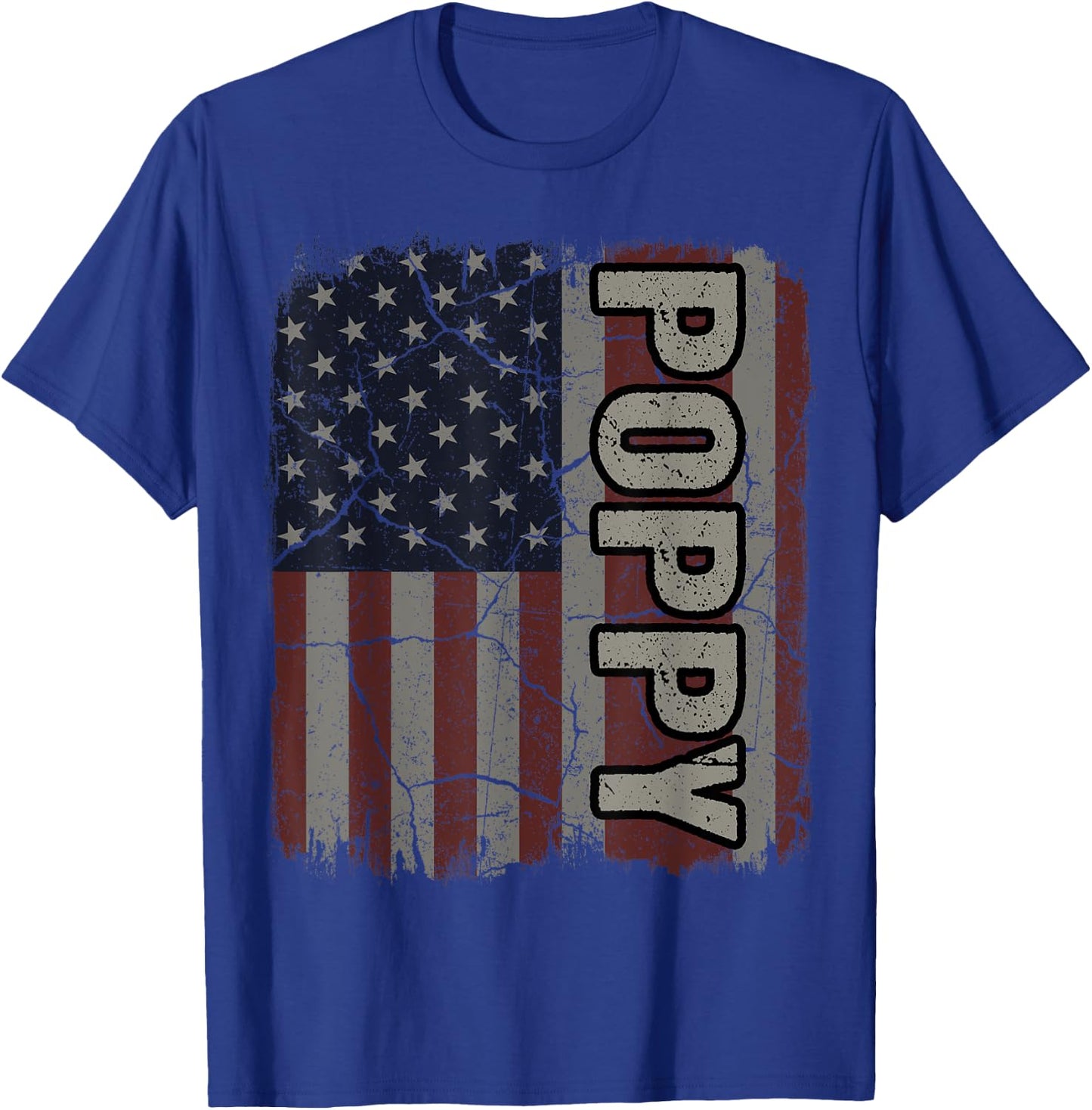 Poppy American Flag Vintage Father's Day 4th of July Gift T-Shirt - T-Shirt | Royal
