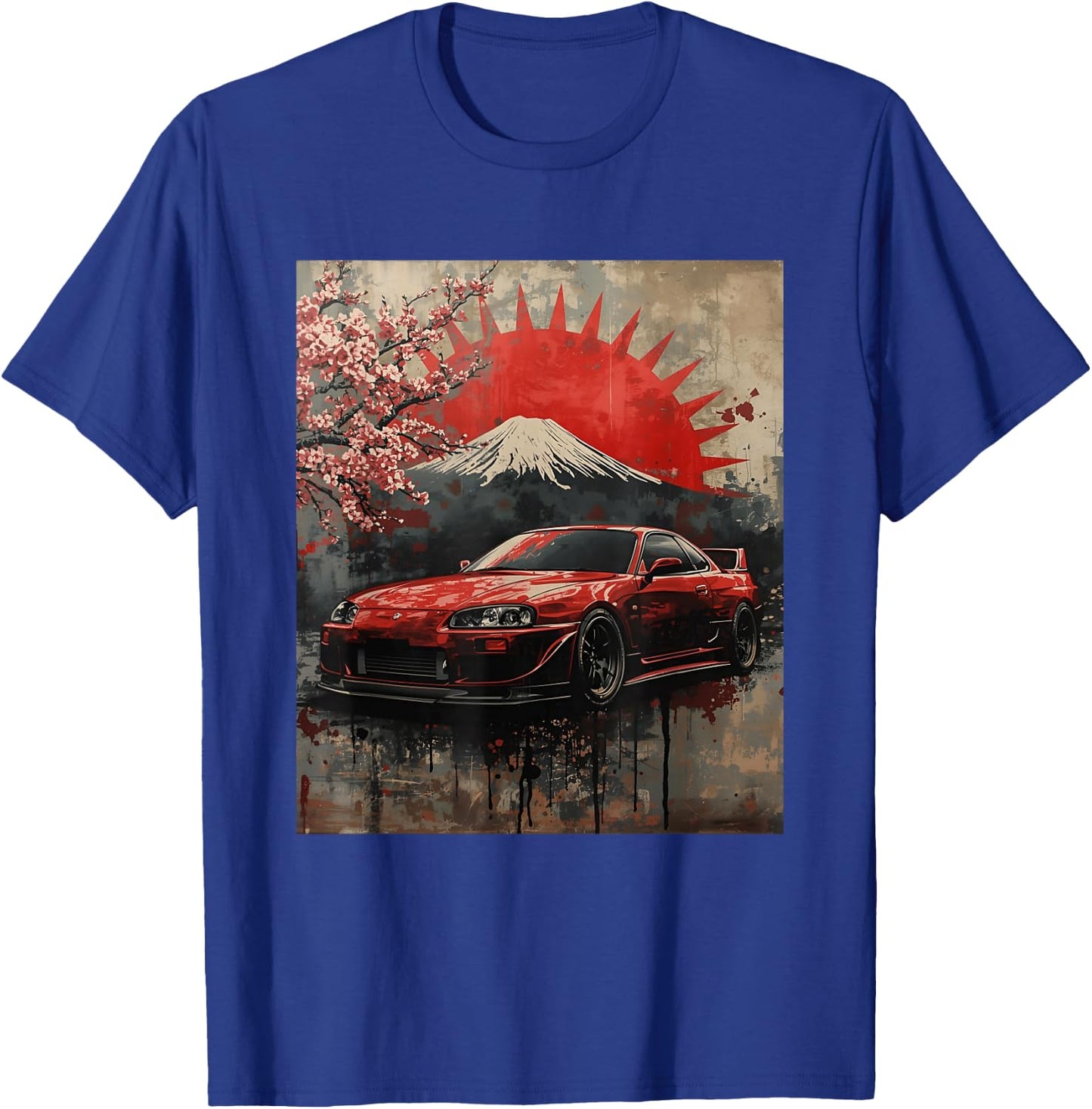 JDM Drift Race Car Sakura Blossom Rising Sun Japanese Art T-Shirt - T-Shirt | Royal