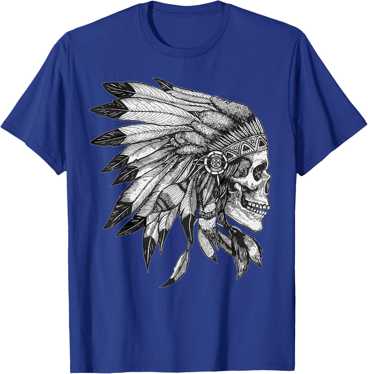American Motorcycle Skull Native Indian Eagle Chief Vintage T-Shirt - T-Shirt | Royal