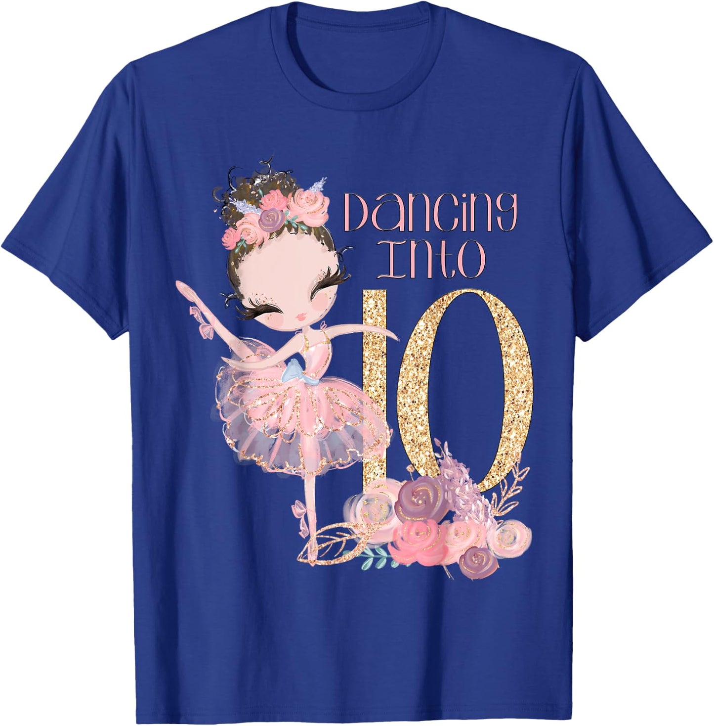 10th Birthday Ballerina Party Dancer Ballet Ten Dance Girls T-Shirt - T-Shirt | Royal