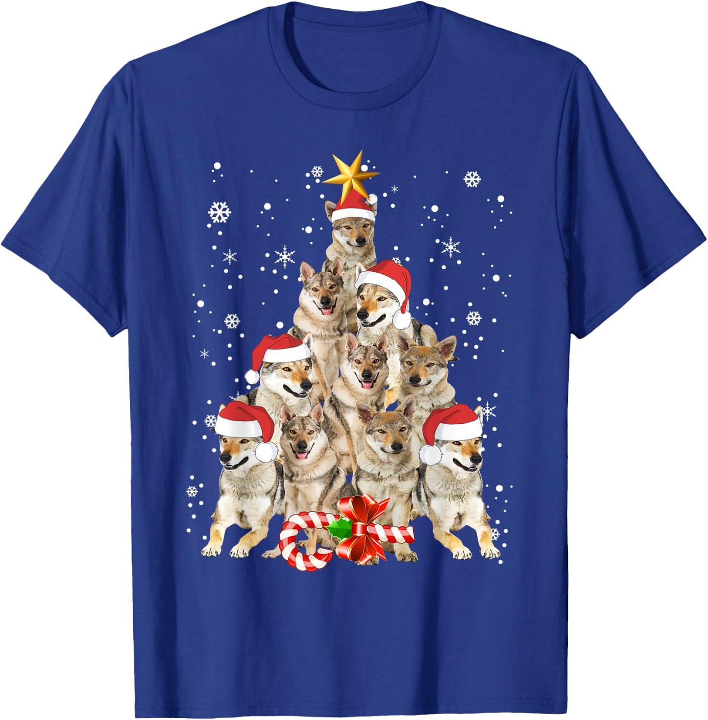 Wolfs Tree Christmas Sweater Xmas Pet Animal Wolf Lover Gift T-Shirt - T-Shirt | Royal