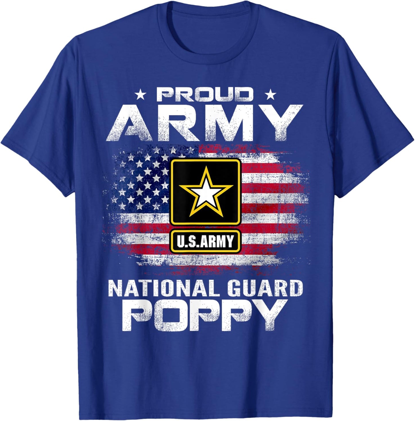 Proud Army National Guard Poppy With American Flag Gift T-Shirt - T-Shirt | Royal