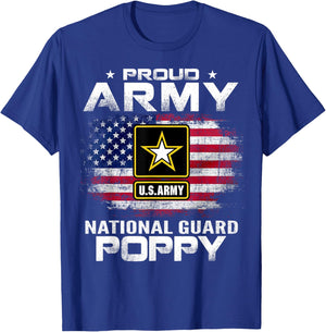 Proud Army National Guard Poppy With American Flag Gift T-Shirt - T-Shirt | Royal