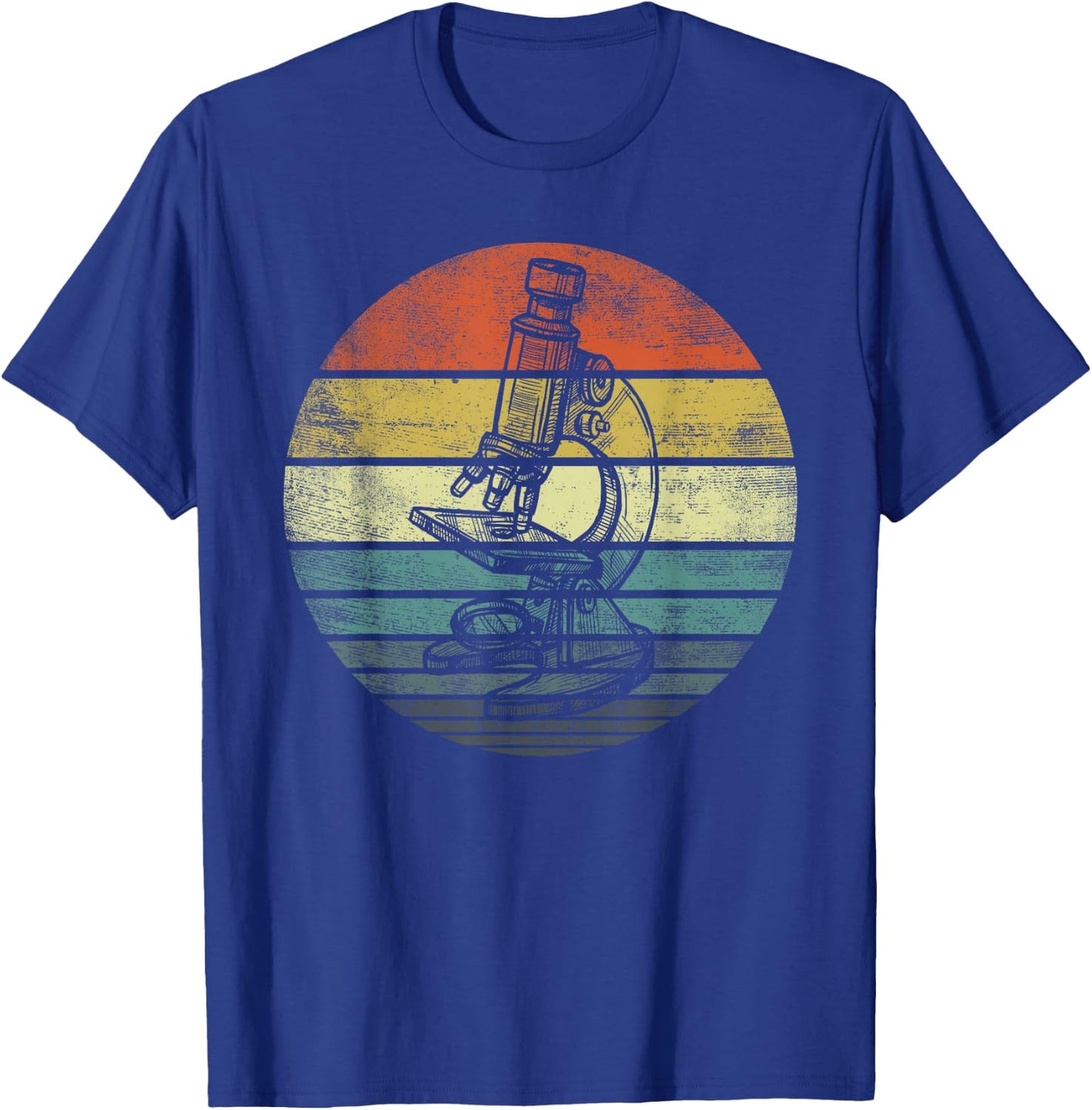 Science Gifts Retro Sunset Scientist Microscope Microscopy T-Shirt - T-Shirt | Royal