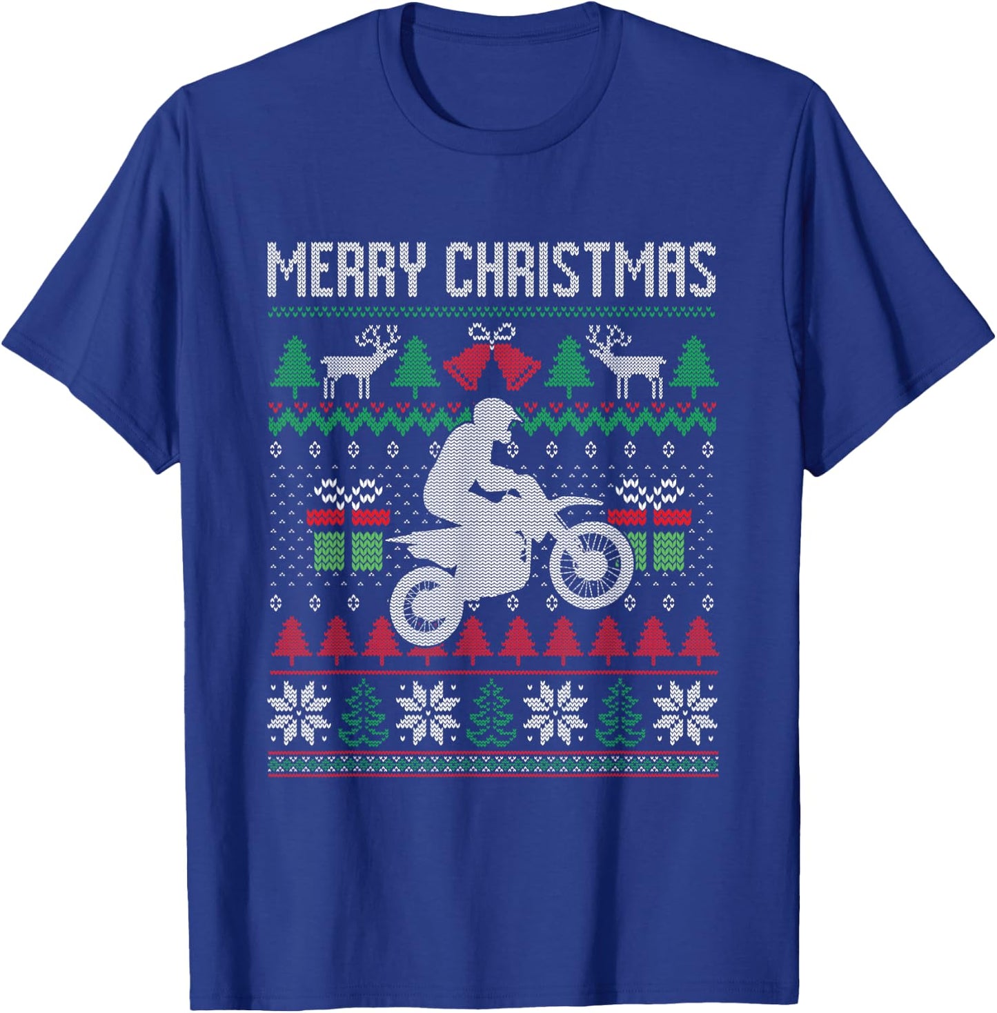 Merry Christmas Dirt Bike Santa Funny Family Matching Xmas T-Shirt - T-Shirt | Royal