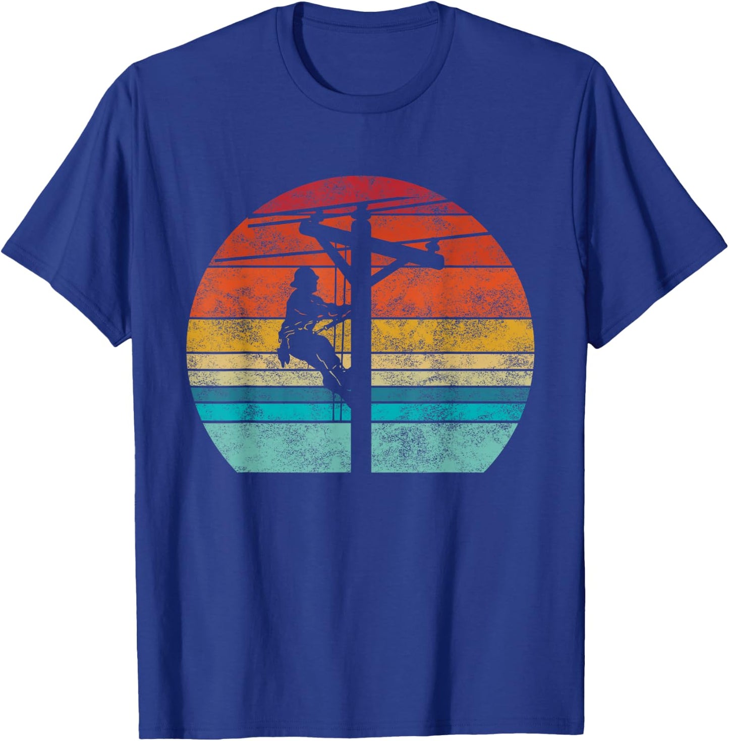 Retro style Lineman Cell Tower Line Worker T-Shirt - T-Shirt | Royal