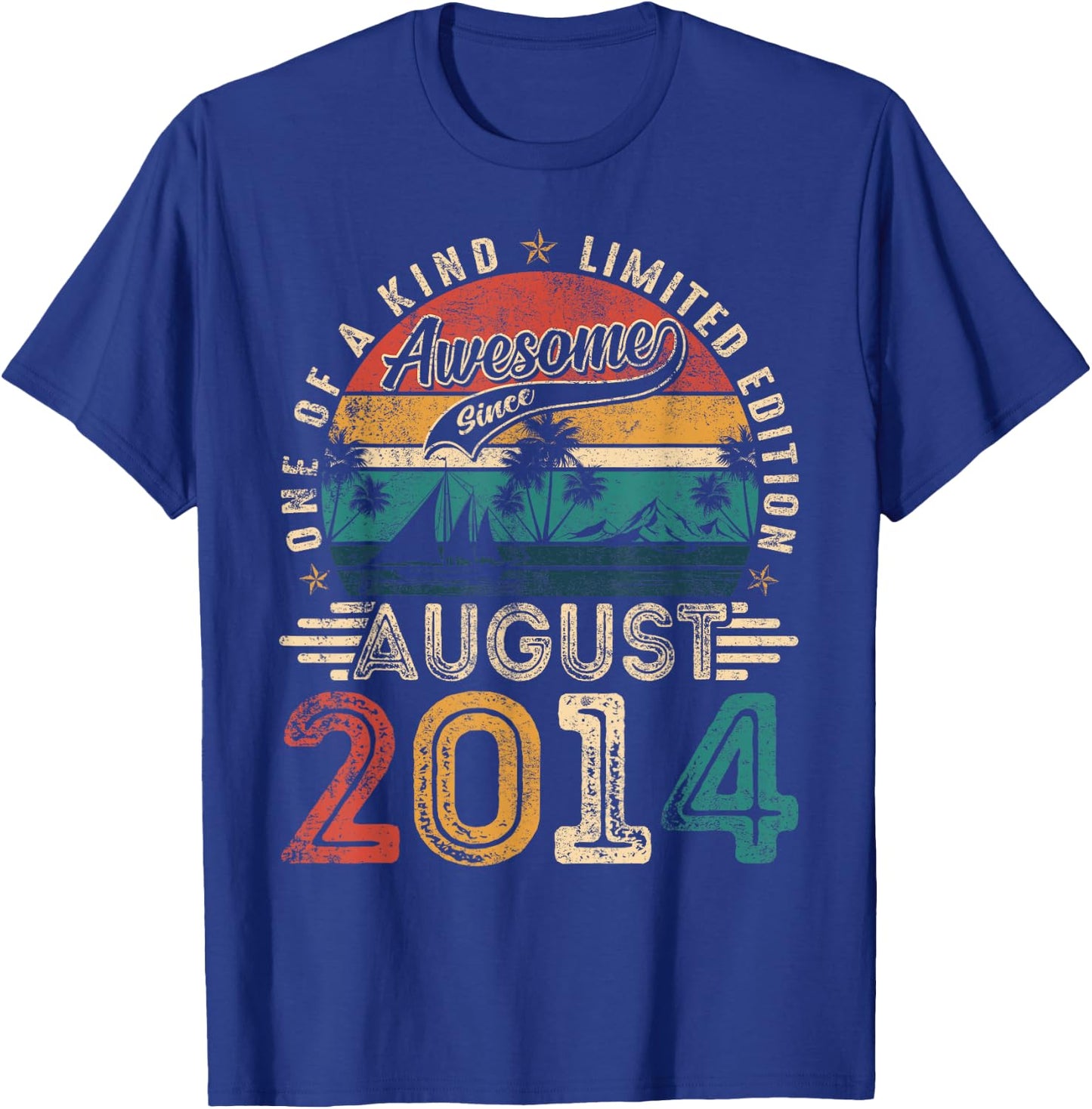Awesome Since August 2014 Vintage Retro 11th Birthday Boys T-Shirt - T-Shirt | Royal
