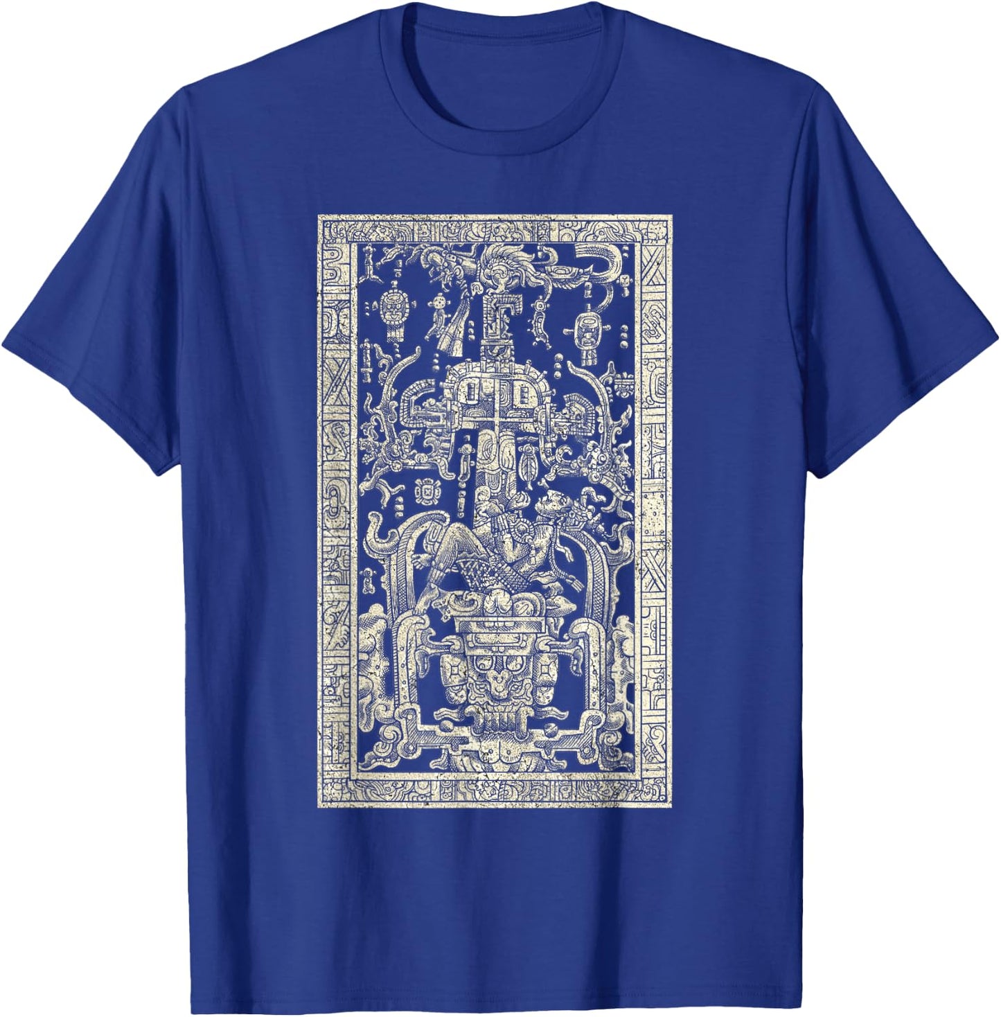 King Pakals Maya Antique Carved Spaceship T-Shirt - T-Shirt | Royal