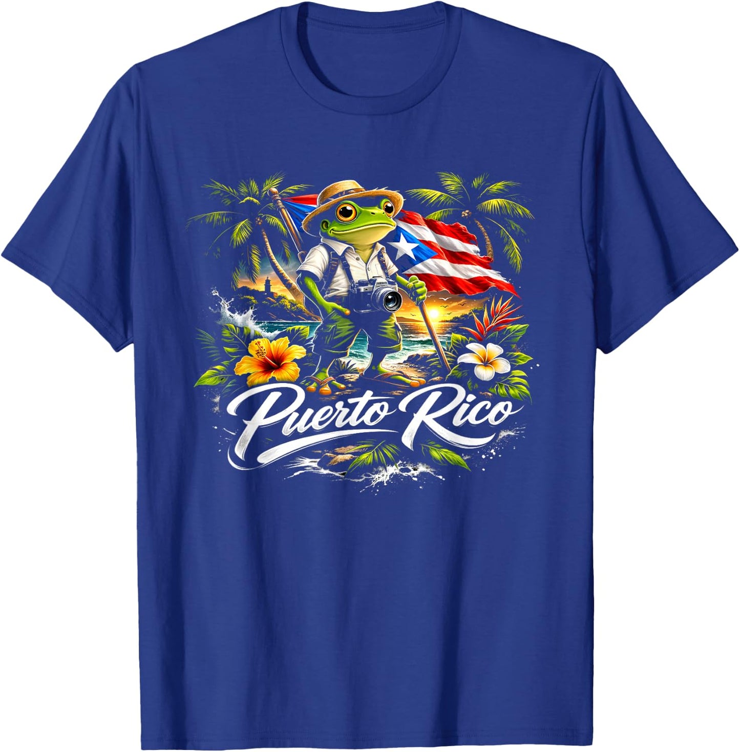Puerto Rico Flag El Coqui National Symbol Caribbean Style T-Shirt - T-Shirt | Royal