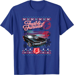 Fast & Furious Ugly Christmas Sweater Car Logo T-Shirt - T-Shirt | Royal