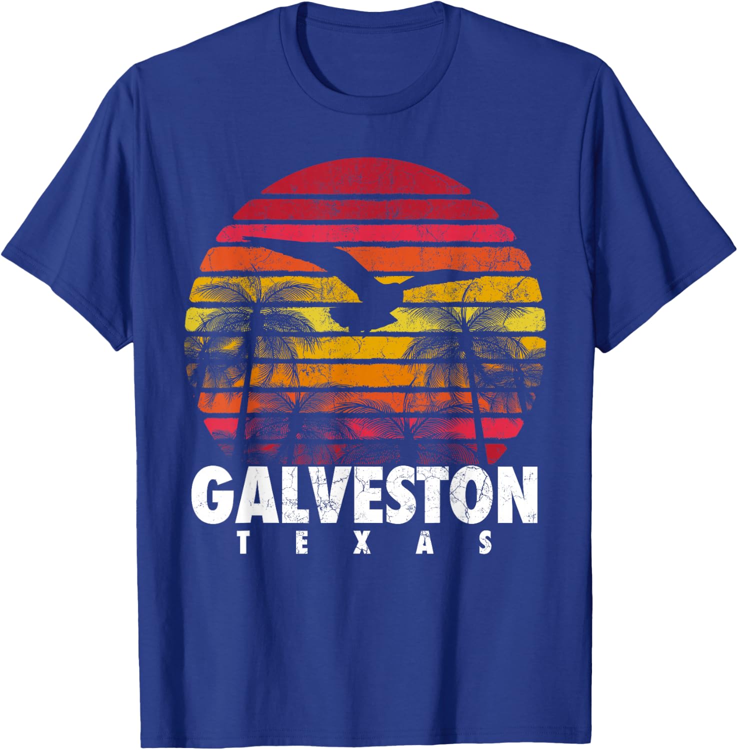 GALVESTON TX TEXAS Gift Beach Vintage Retro Sunset Souvenir T-Shirt - T-Shirt | Royal