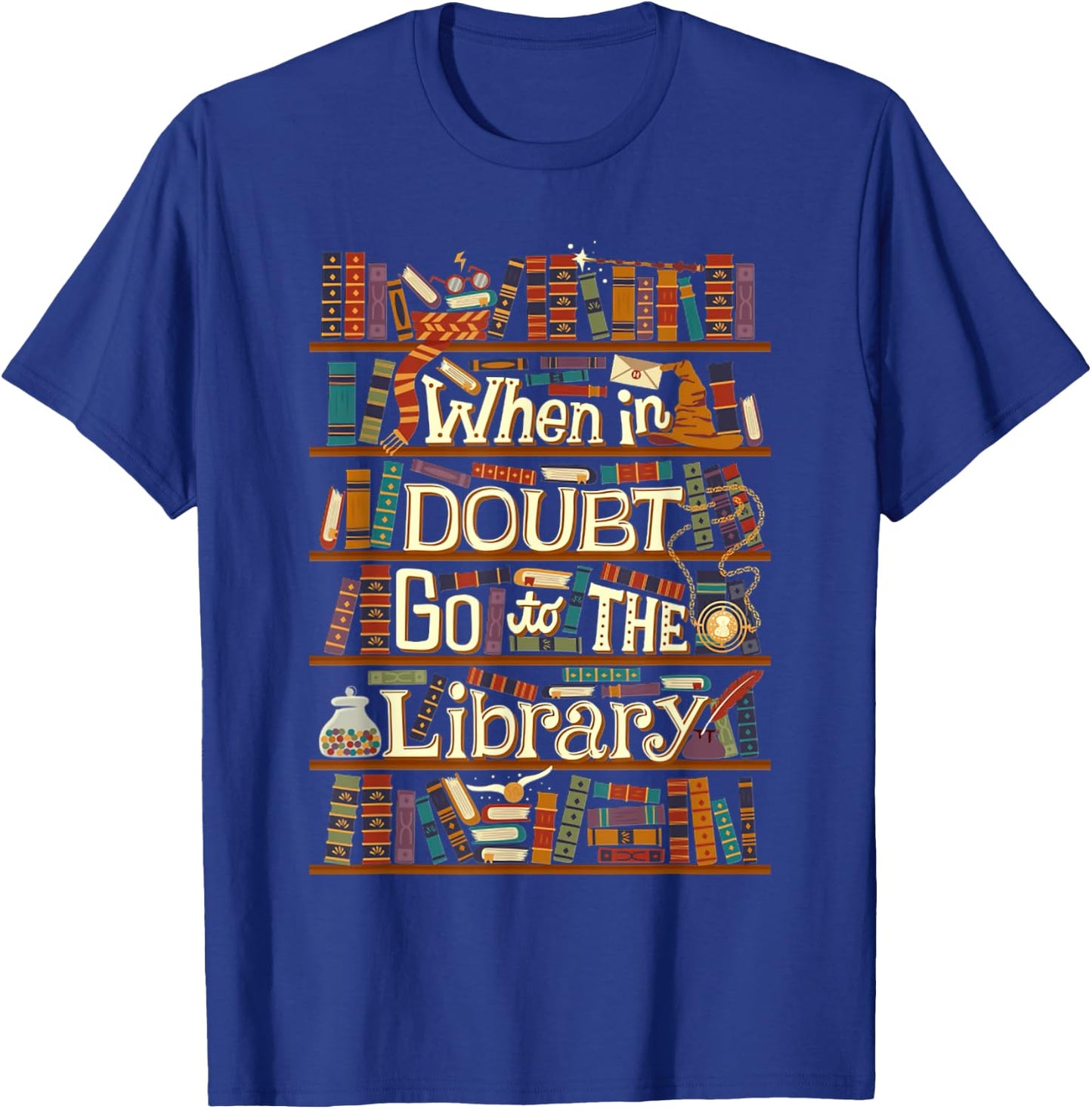 When In Doubt Go To The Library Idea For Lovers Book Reading T-Shirt - T-Shirt | Royal