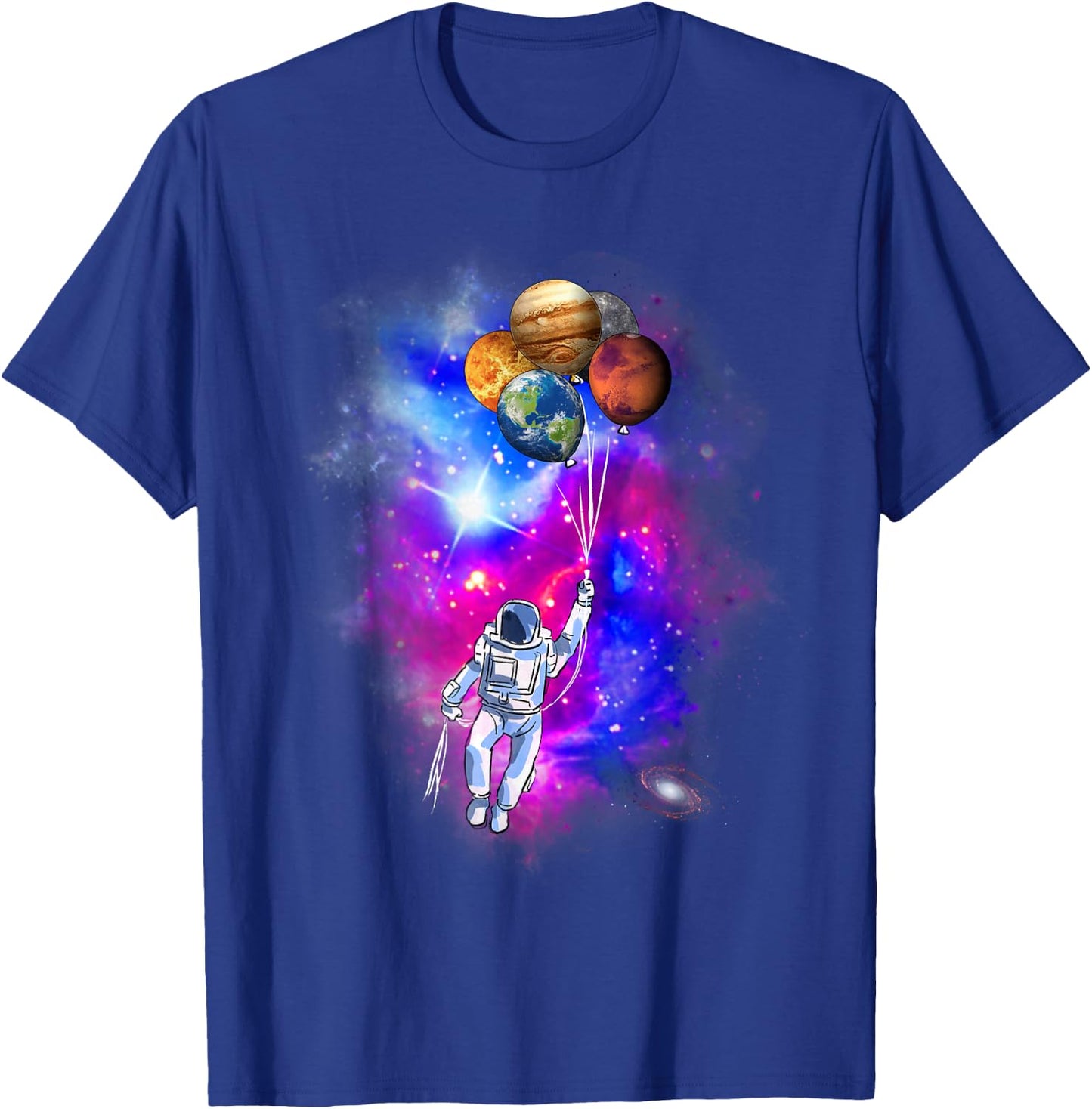 Spaceman's Trip - Astronaut Planet Balloon Outer Space T-Shirt - T-Shirt | Royal