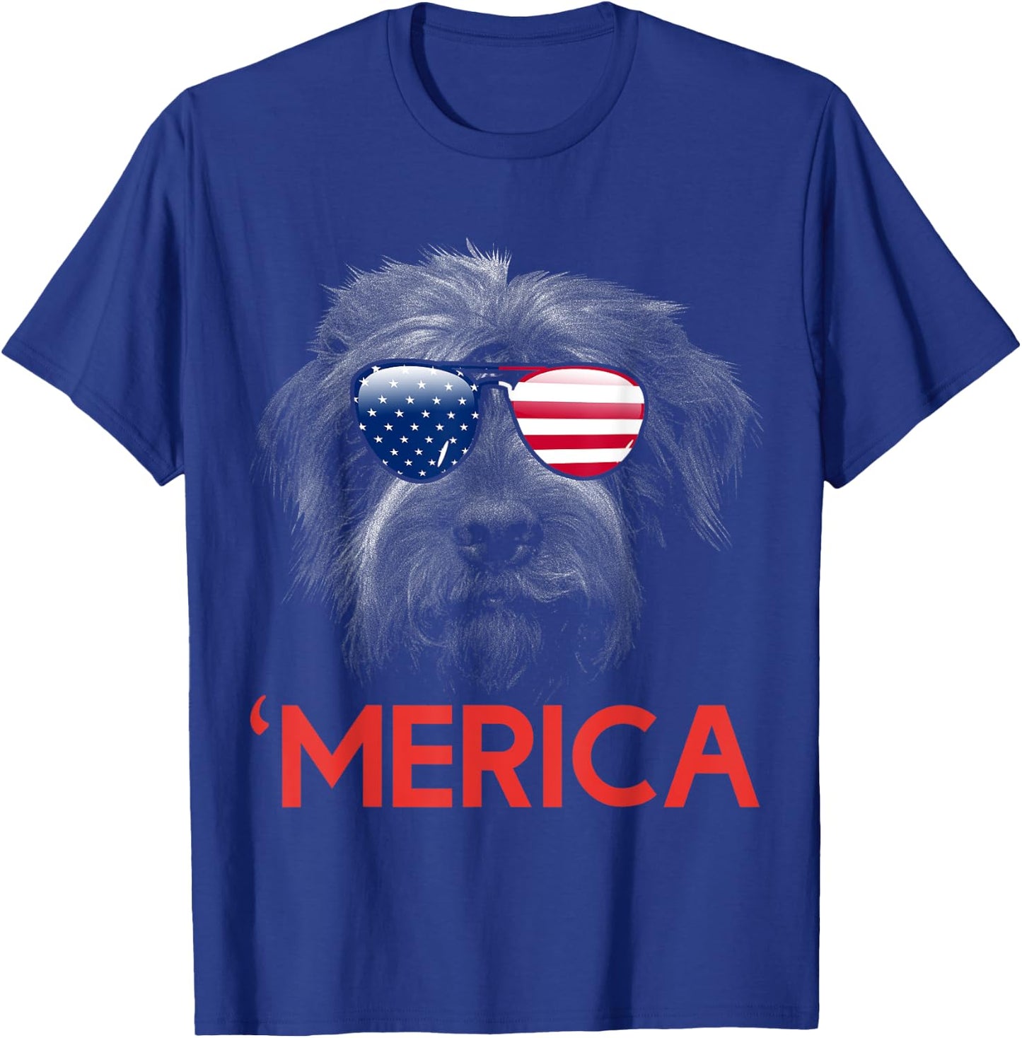 Merica Wirehaired pointing griffon American Flag Women Men T-Shirt - T-Shirt | Royal