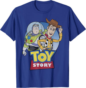 Disney Pixar Toy Story Buzz and Woody Movie Logo T-Shirt - T-Shirt | Royal